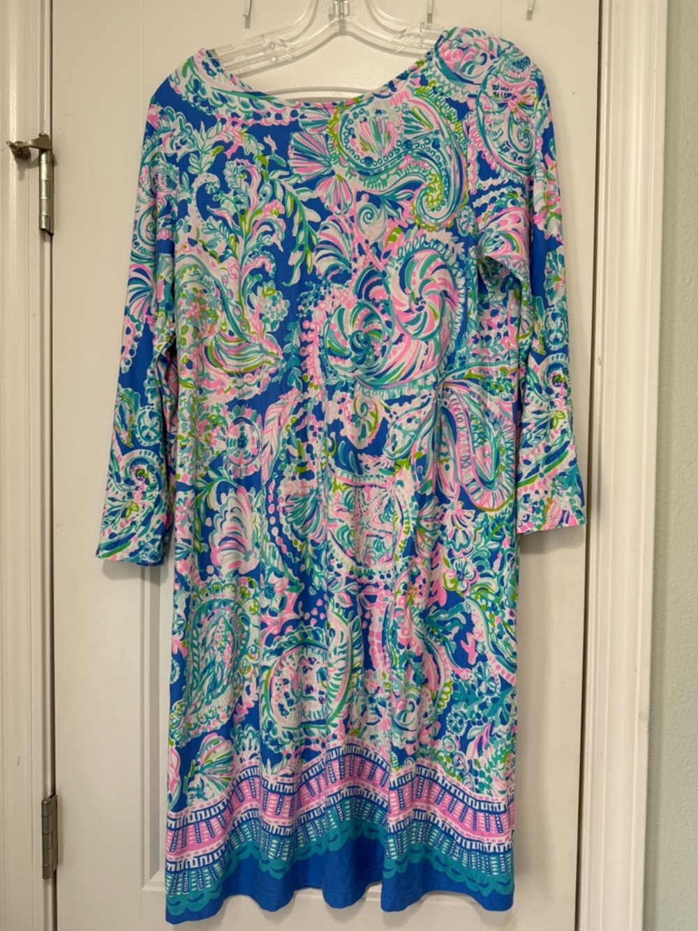 Lilly Pulitzer Blue Dress with Pink, Green & White Paisley